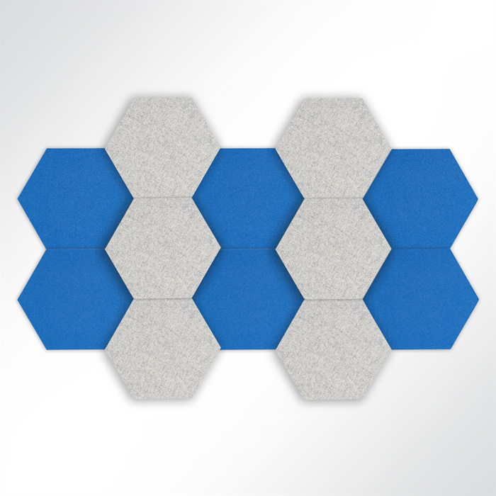 QP Schallabsorber Basotect Hexagon-Set 12-teilig  290mm Grau, Blau